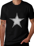 Star Graphic Print Tee - Casual Black T-Shirt