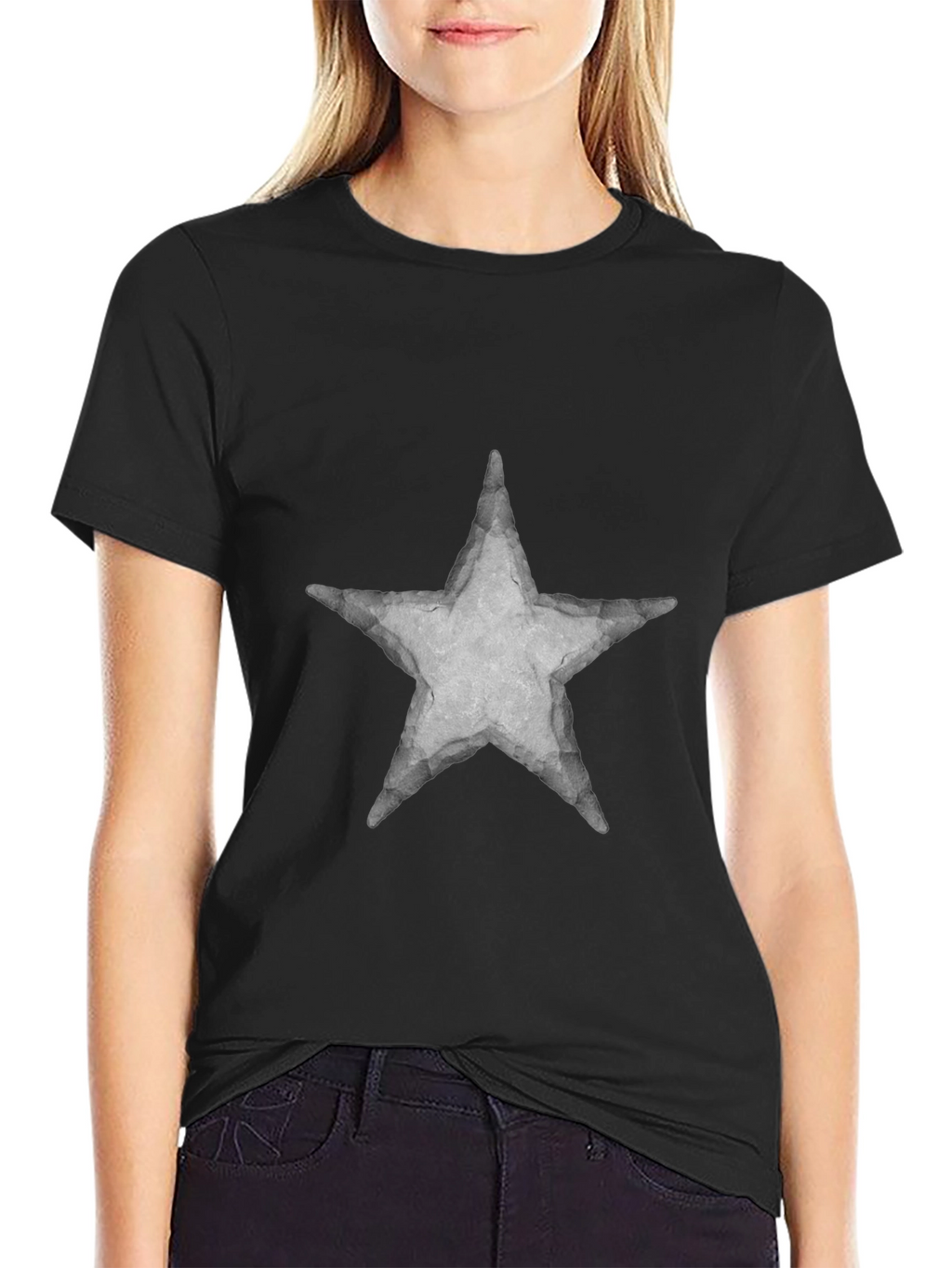 Star Graphic Print Tee - Casual Black T-Shirt