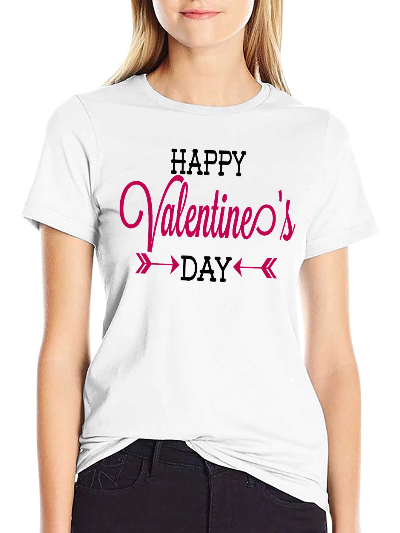 Happy Valentines Day Graphic Tee - Black
