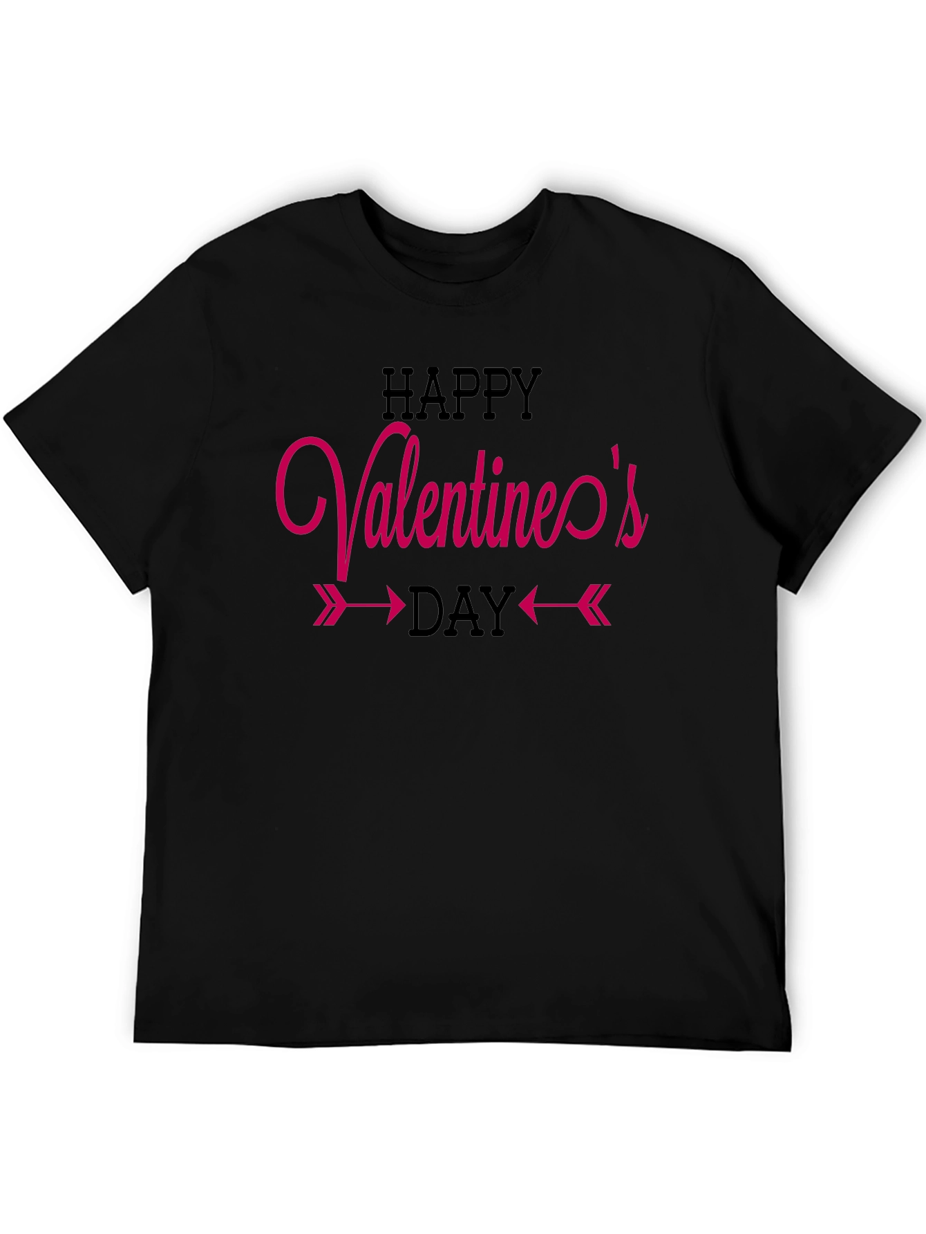 Happy Valentines Day Graphic Tee - Black