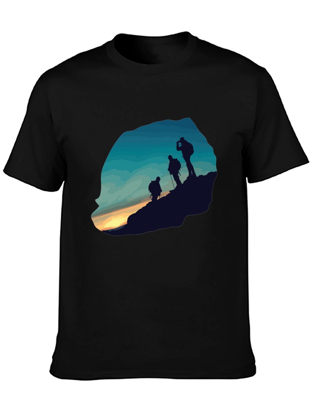 Mens Black Hiking Silhouette Graphic Tee