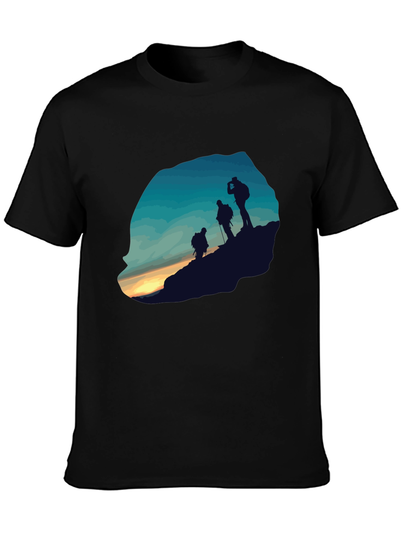 Mens Black Hiking Silhouette Graphic Tee