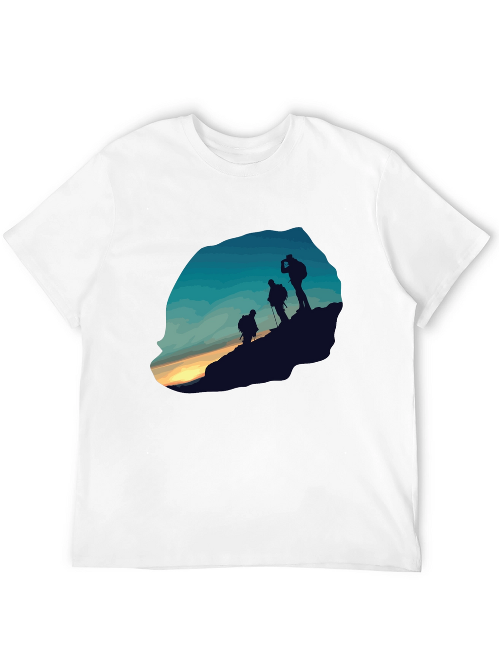 Mens Black Hiking Silhouette Graphic Tee