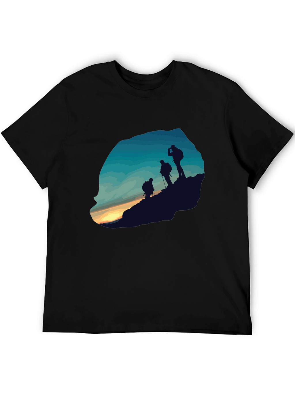 Mens Black Hiking Silhouette Graphic Tee