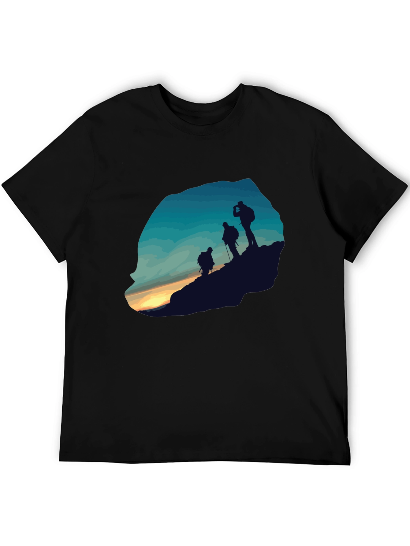Mens Black Hiking Silhouette Graphic Tee