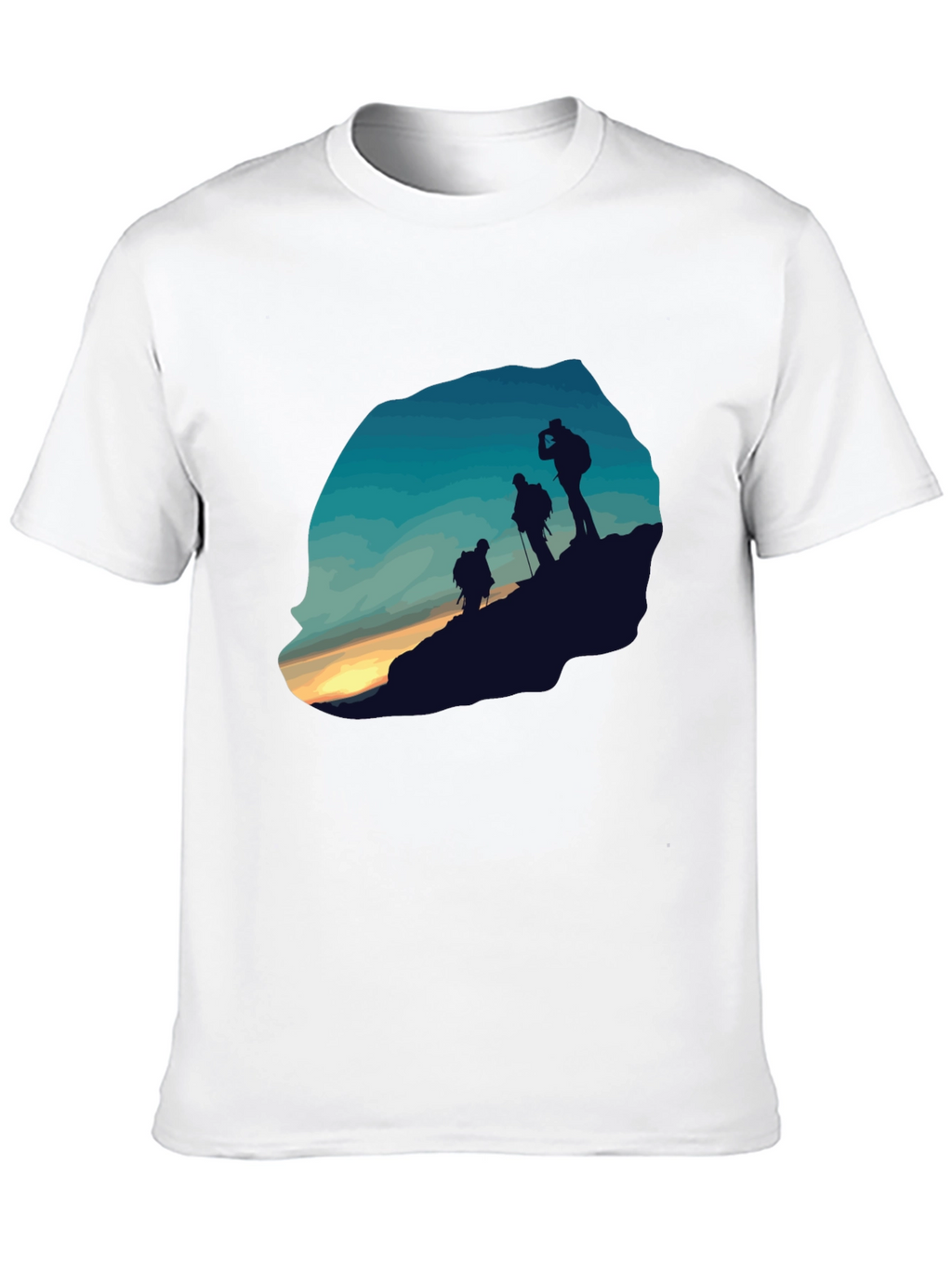 Mens Black Hiking Silhouette Graphic Tee
