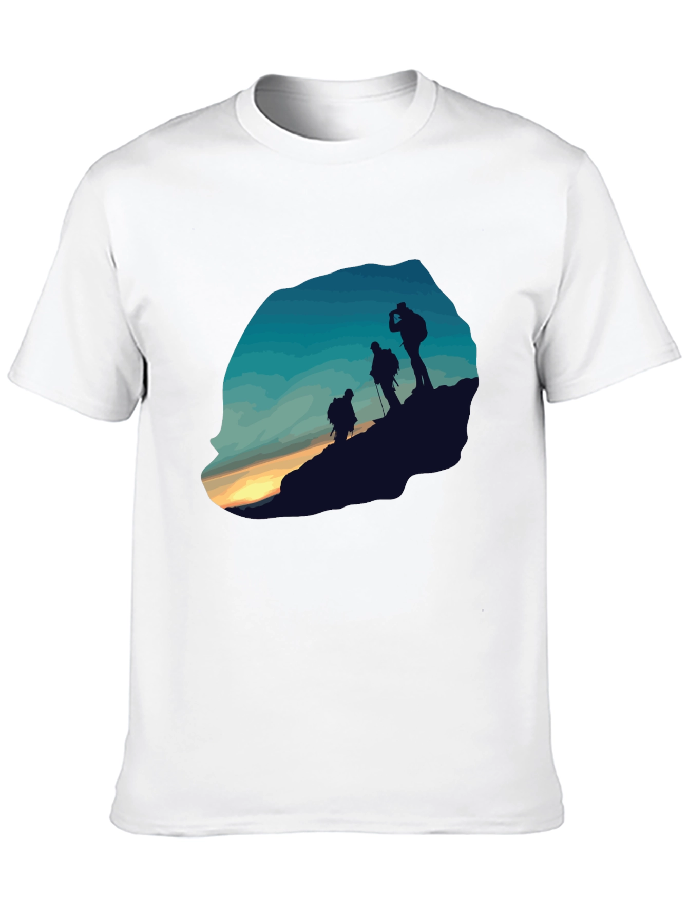 Mens Black Hiking Silhouette Graphic Tee