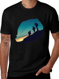 Mens Black Hiking Silhouette Graphic Tee
