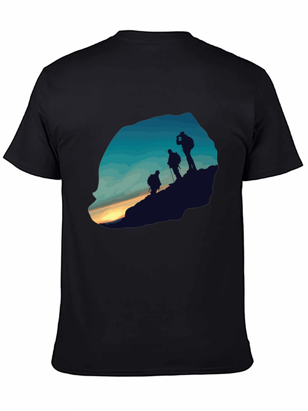 Mens Black Hiking Silhouette Graphic Tee