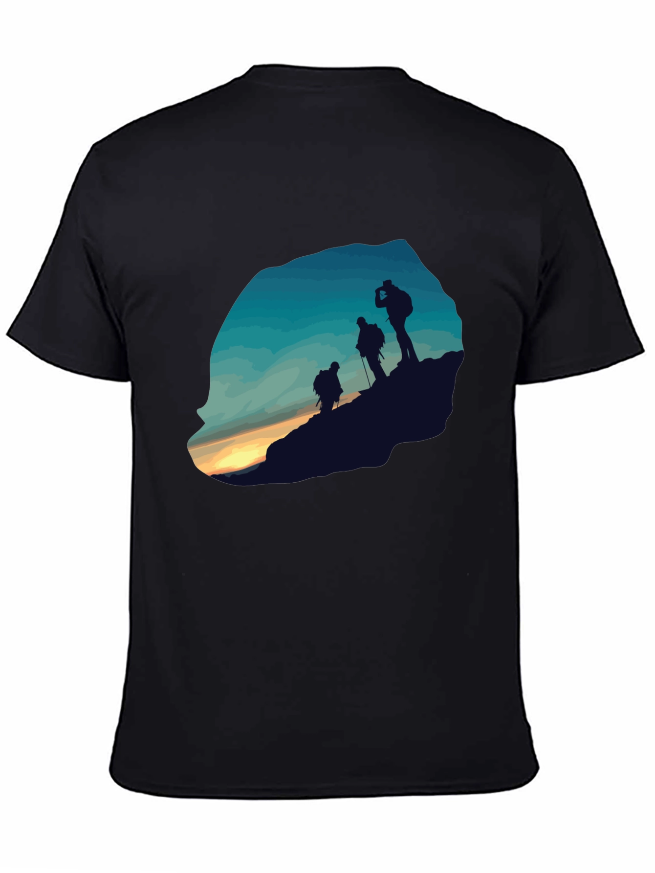 Mens Black Hiking Silhouette Graphic Tee