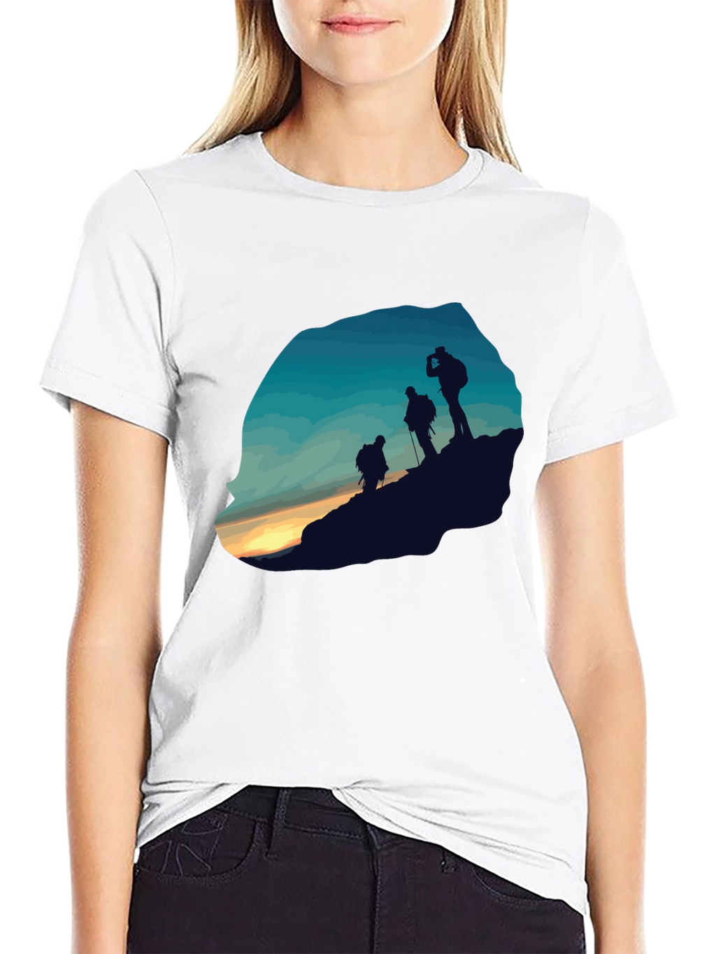 Mens Black Hiking Silhouette Graphic Tee