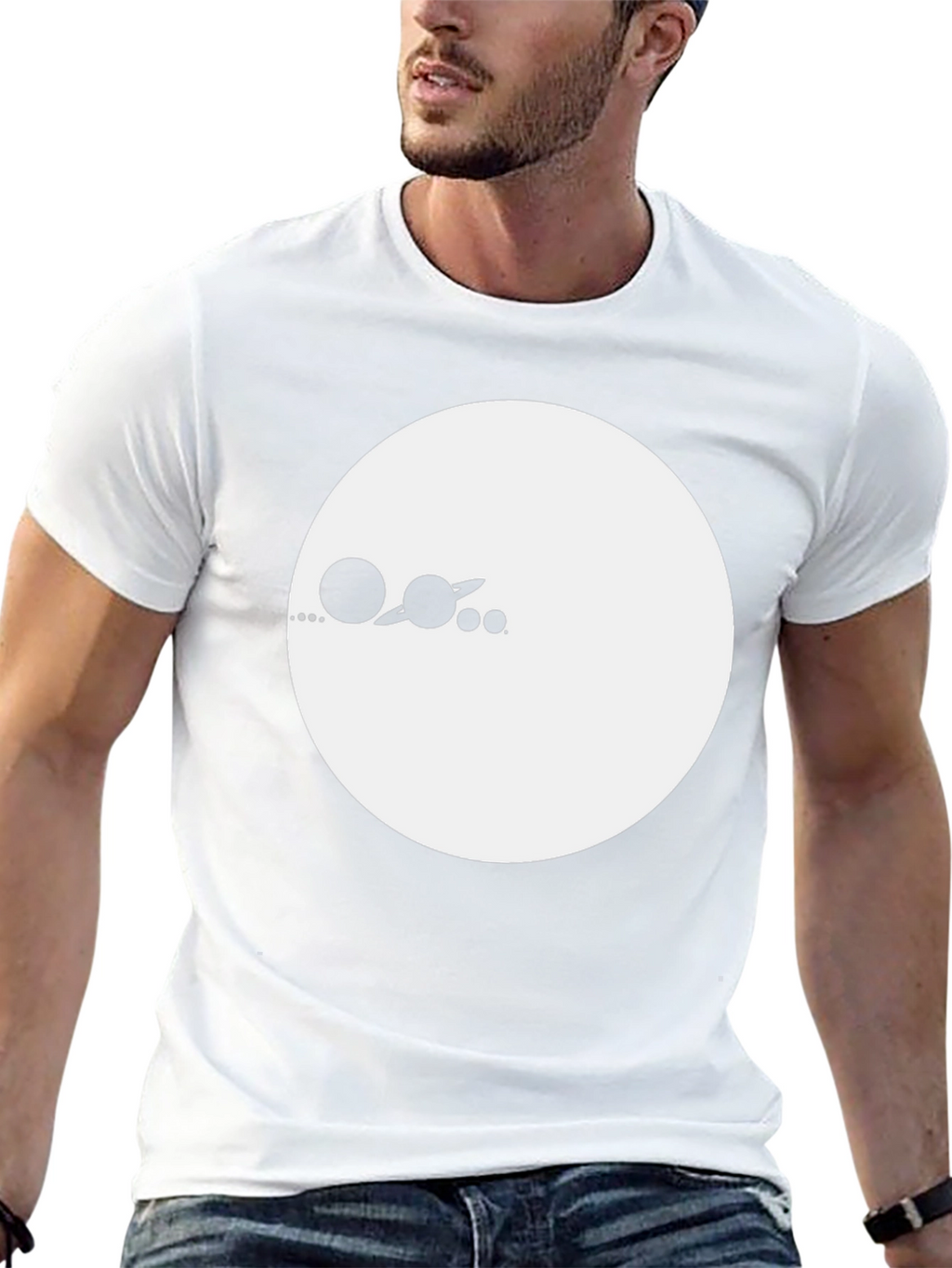 Minimalist Planets Graphic Black T-Shirt