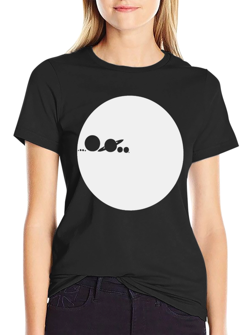 Minimalist Planets Graphic Black T-Shirt