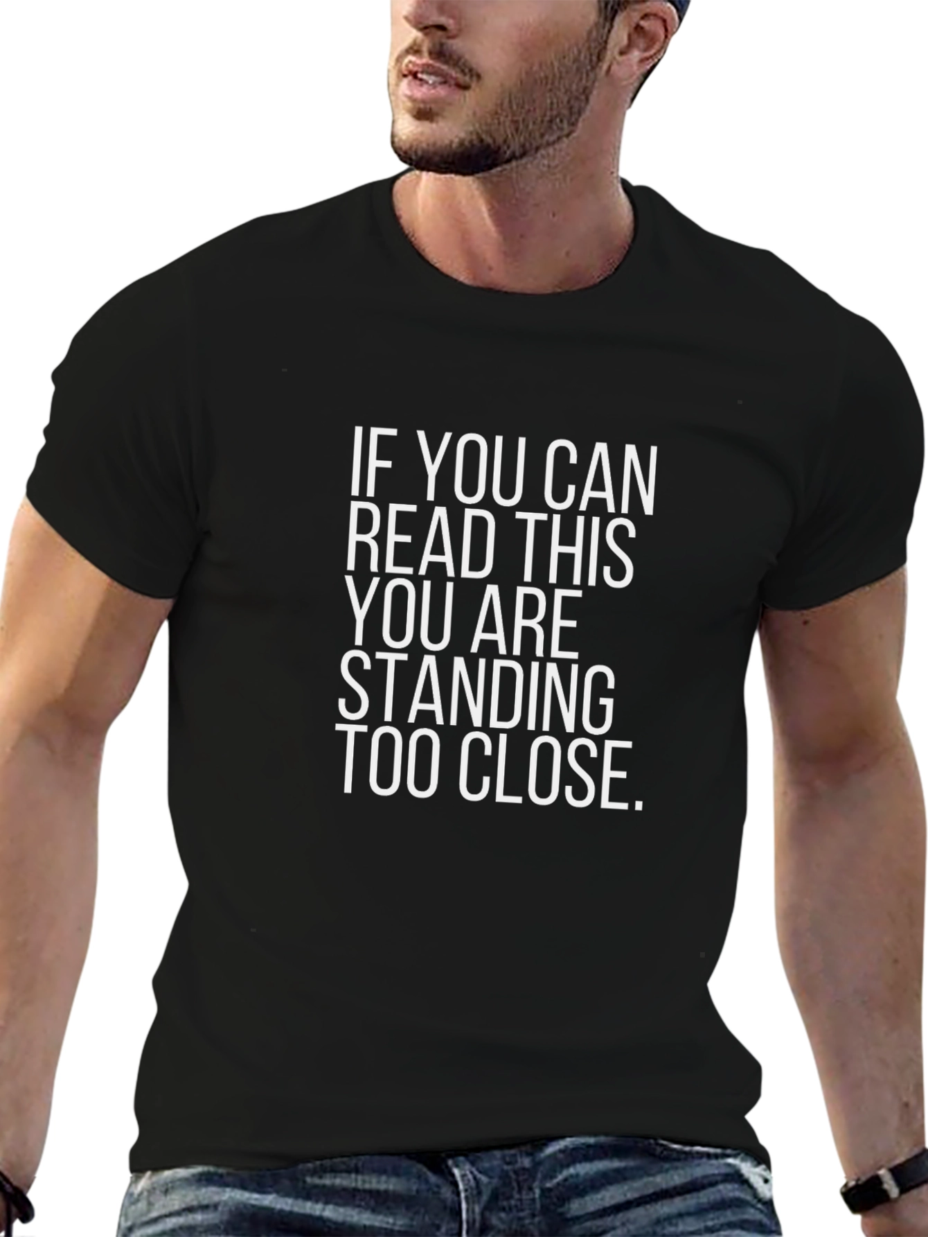 Funny Too Close Graphic Tee - Black