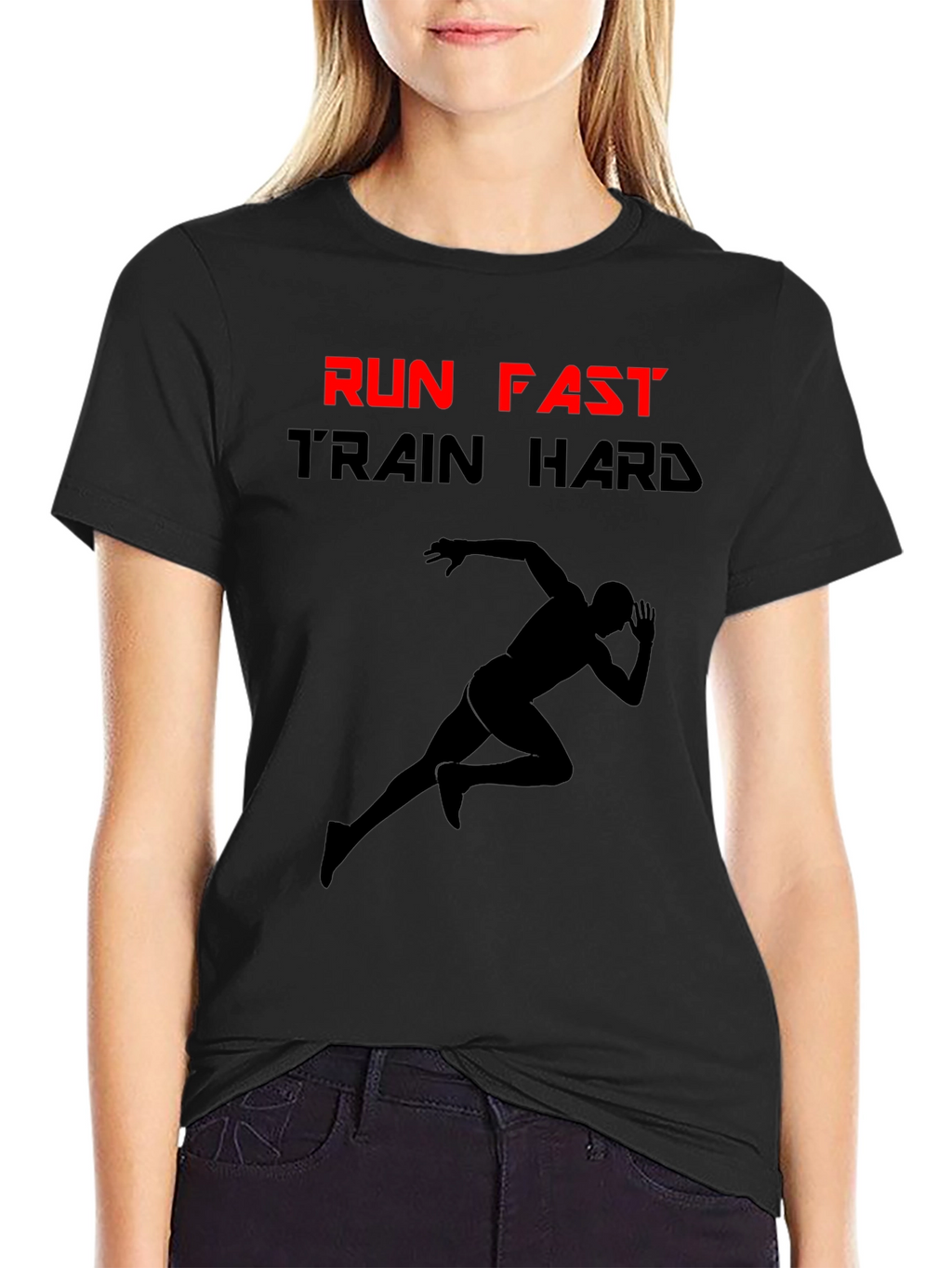 Run Fast Train Hard Black Graphic Tee