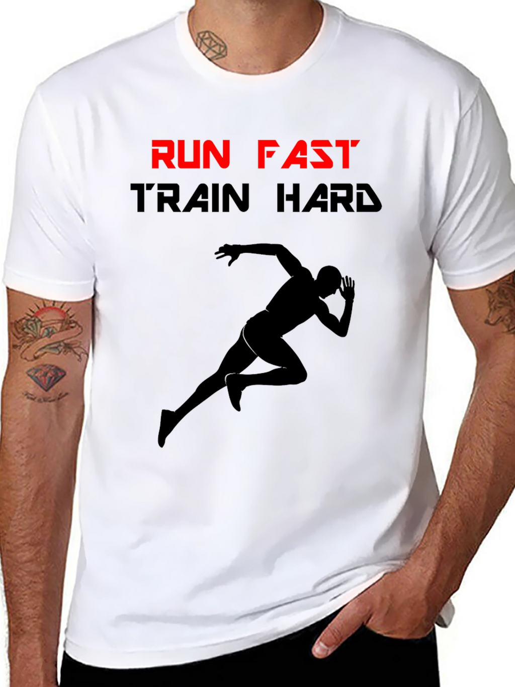 Run Fast Train Hard Black Graphic Tee