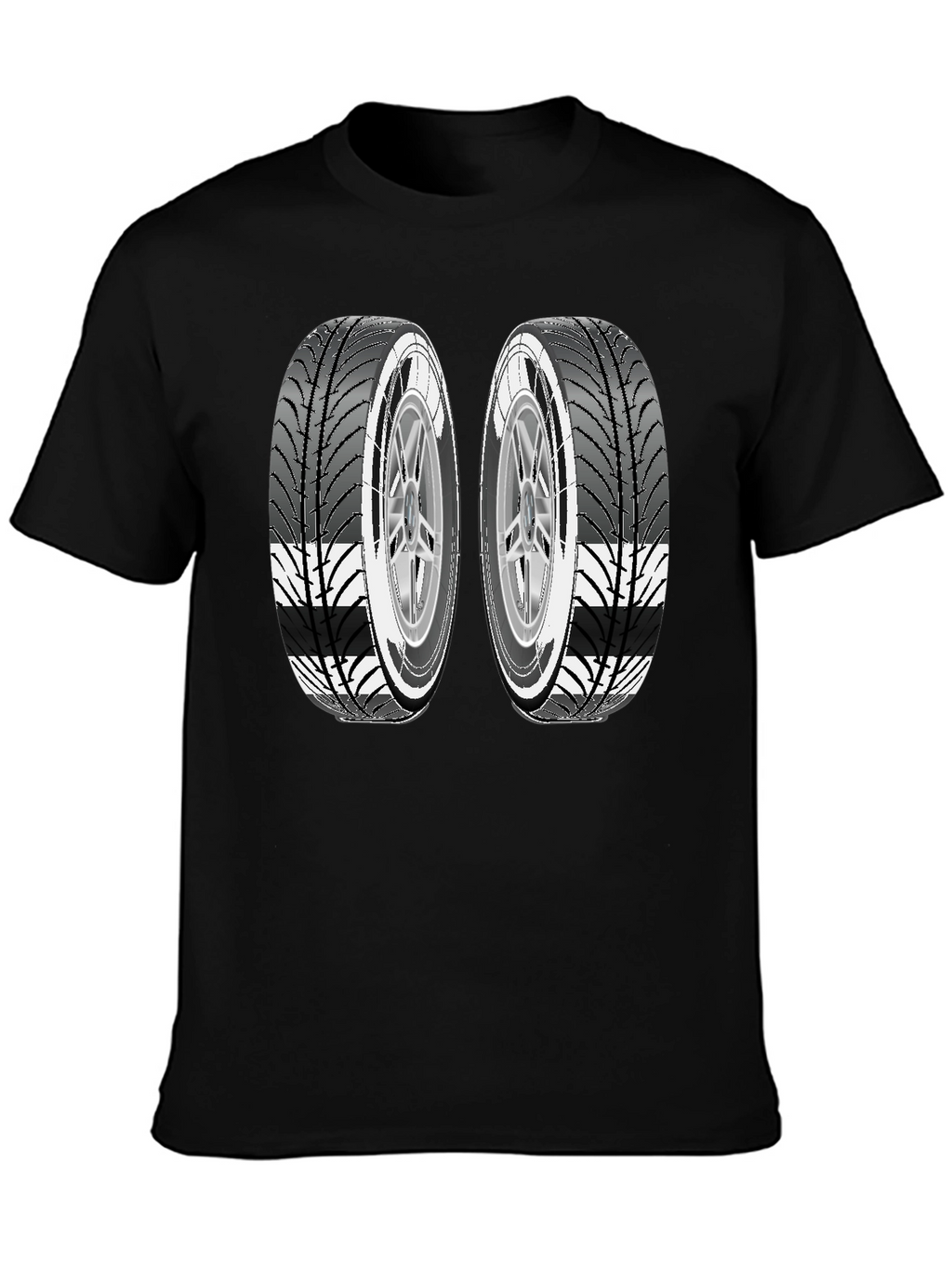 Two Tires Graphic Black T-Shirt