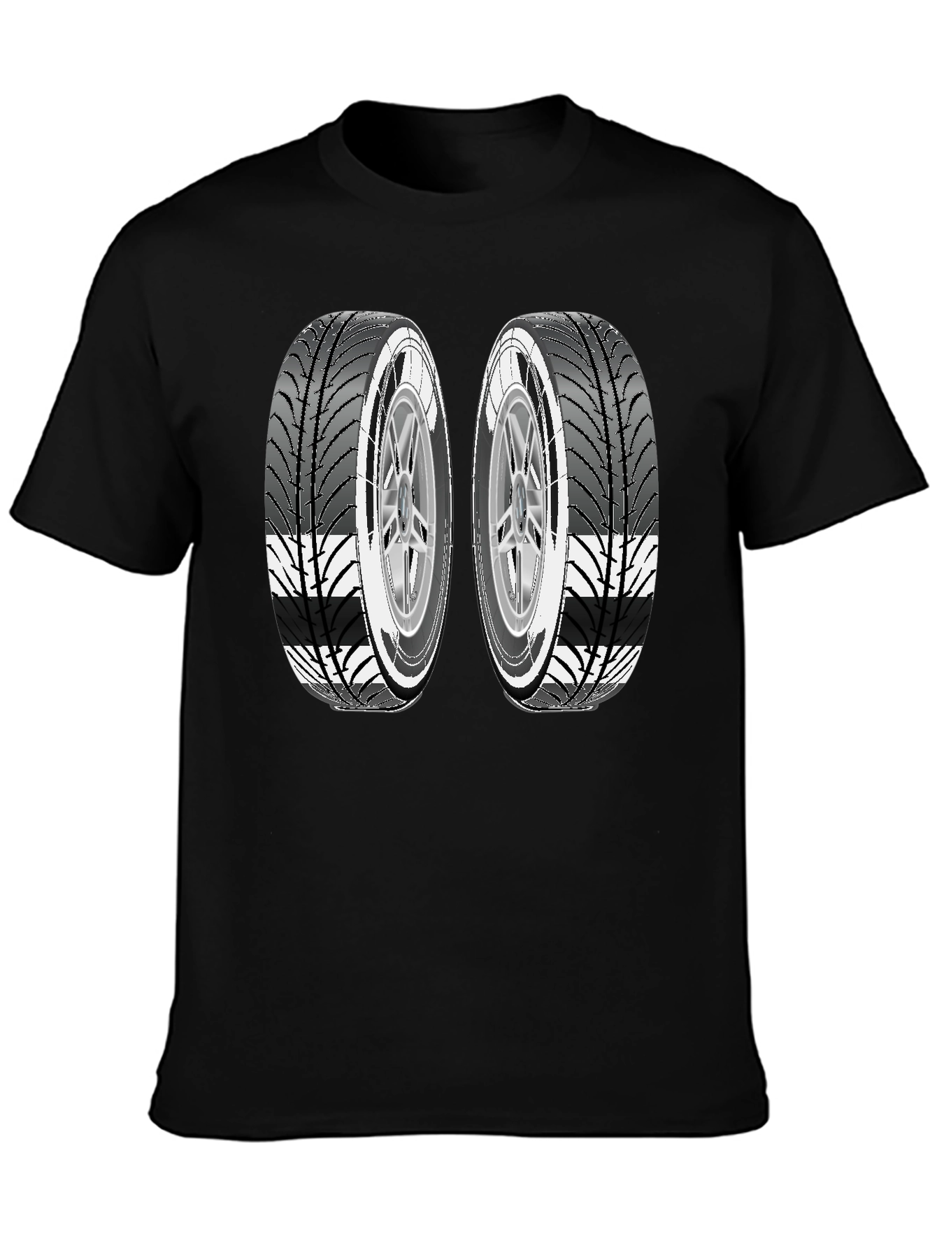 Two Tires Graphic Black T-Shirt