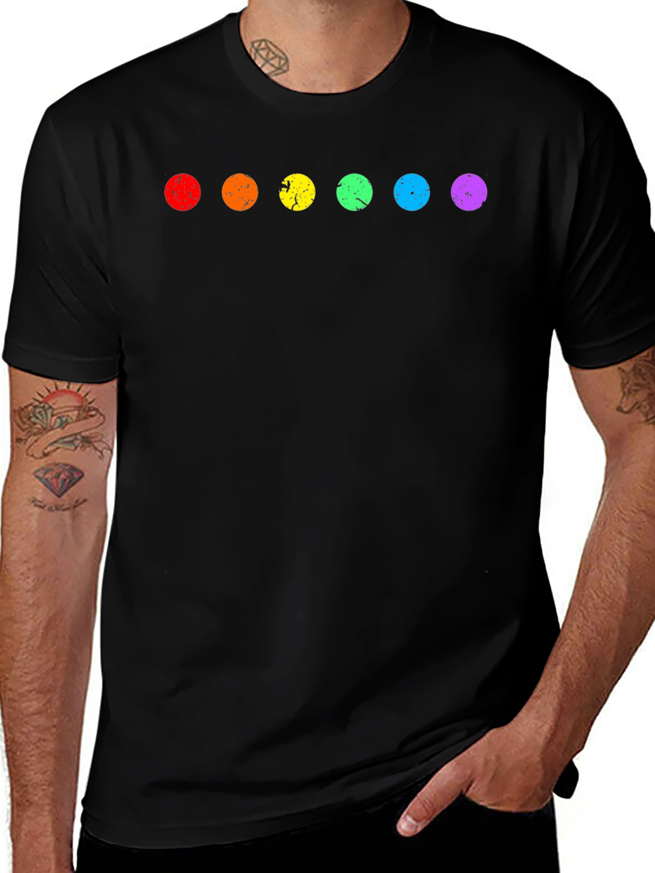 Rainbow Dot Graphic Tee - Soft Cotton Blend