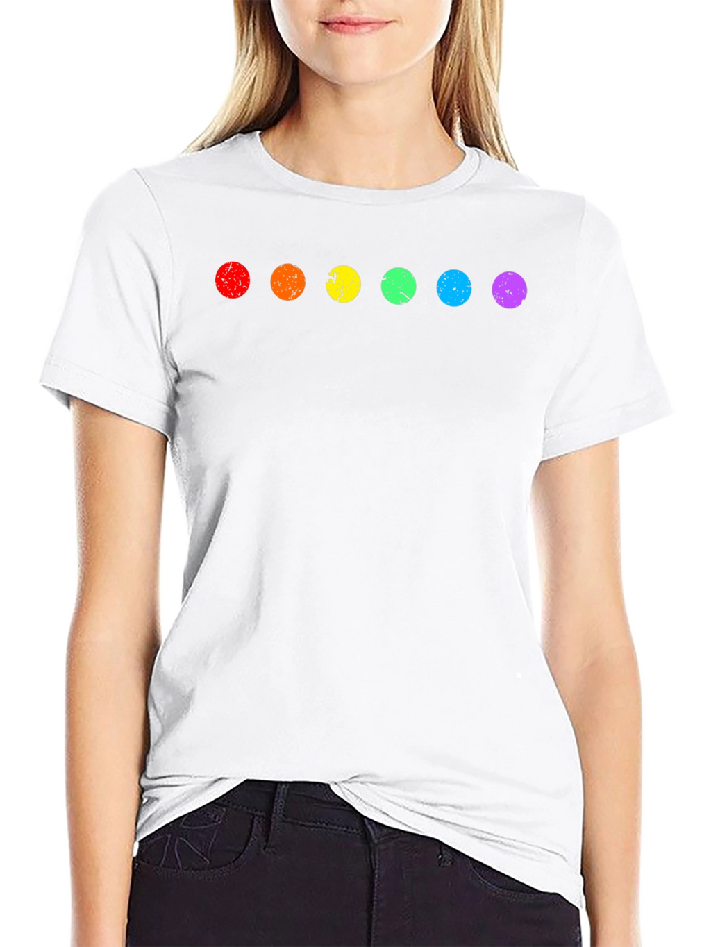 Rainbow Dot Graphic Tee - Soft Cotton Blend