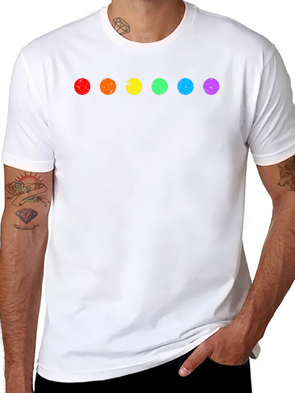 Rainbow Dot Graphic Tee - Soft Cotton Blend