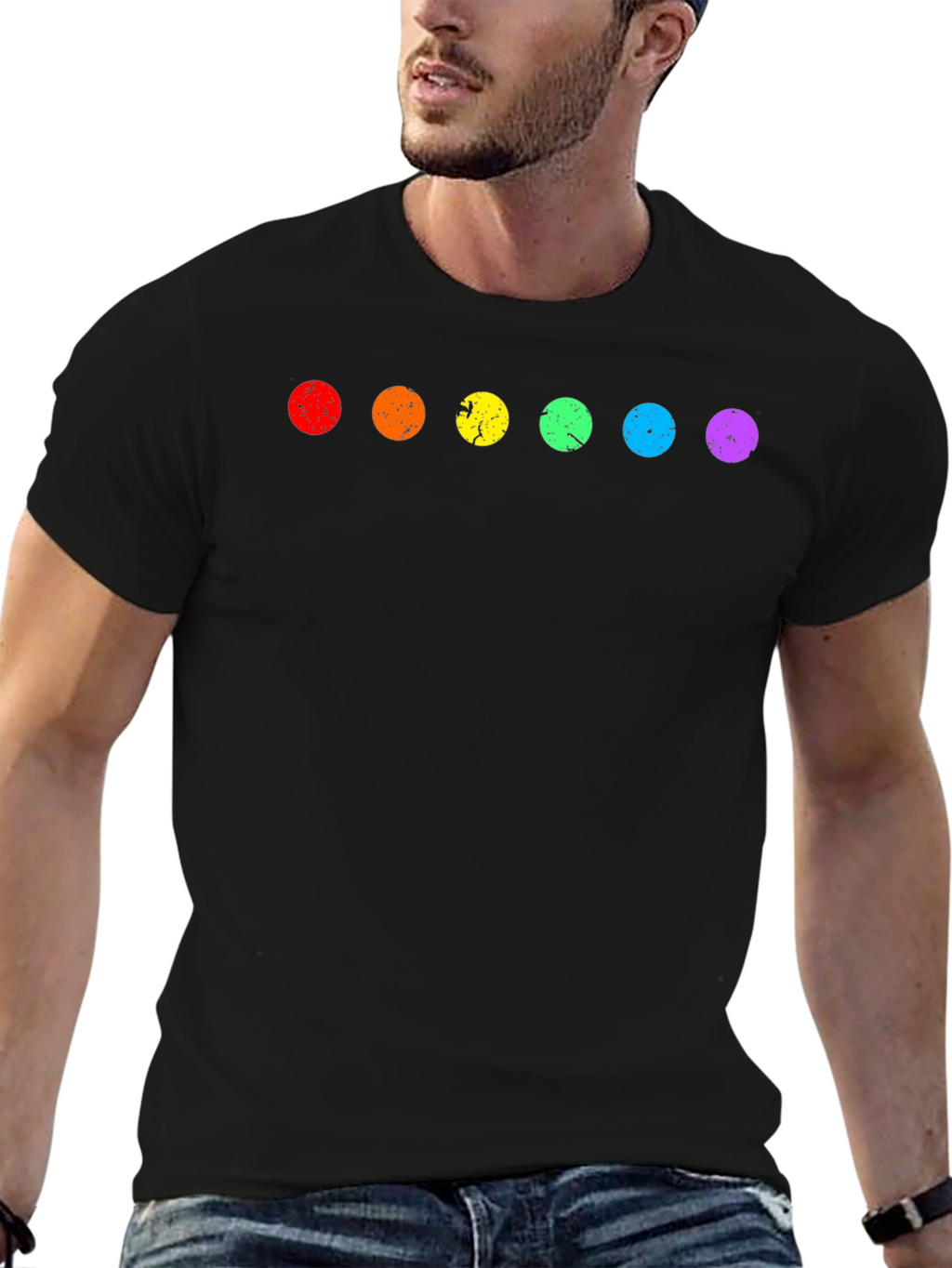 Rainbow Dot Graphic Tee - Soft Cotton Blend