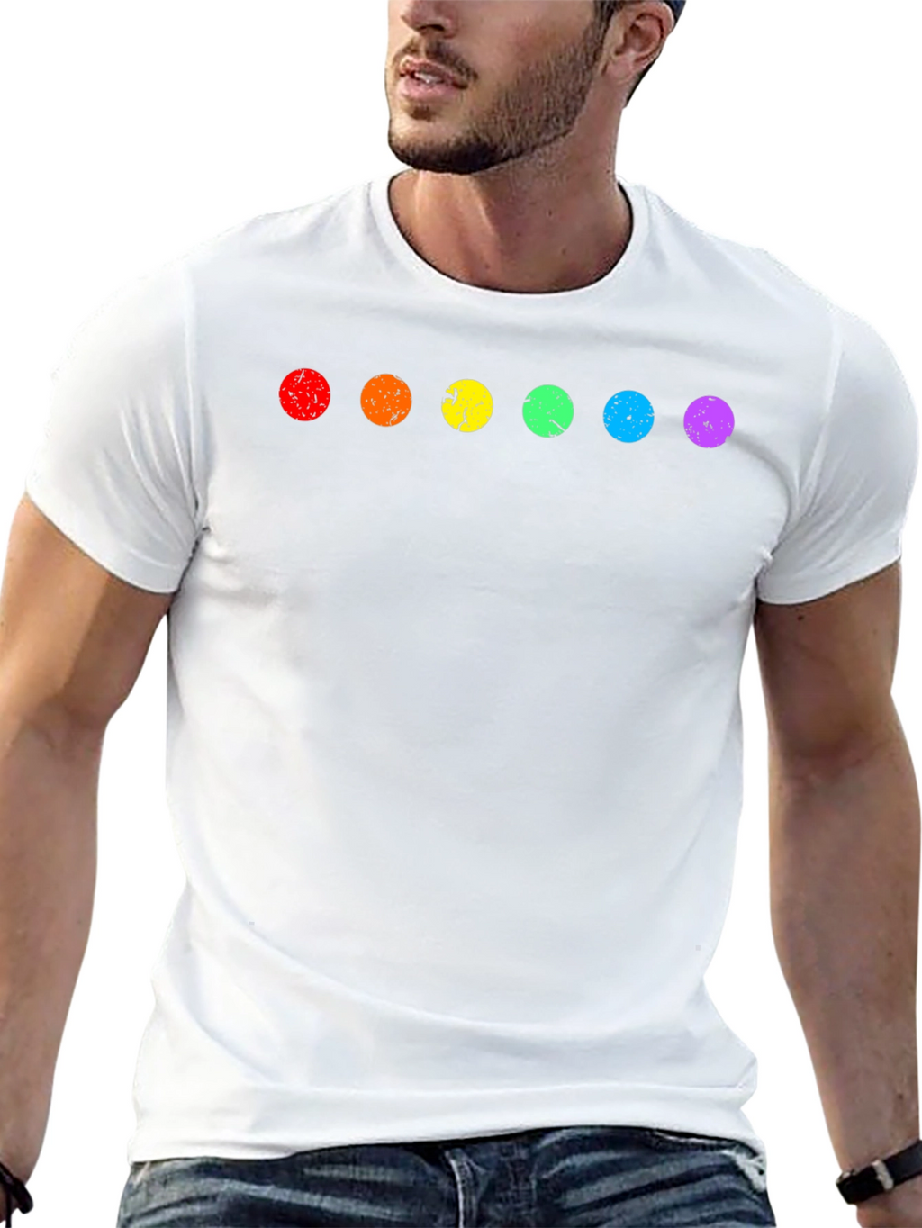 Rainbow Dot Graphic Tee - Soft Cotton Blend