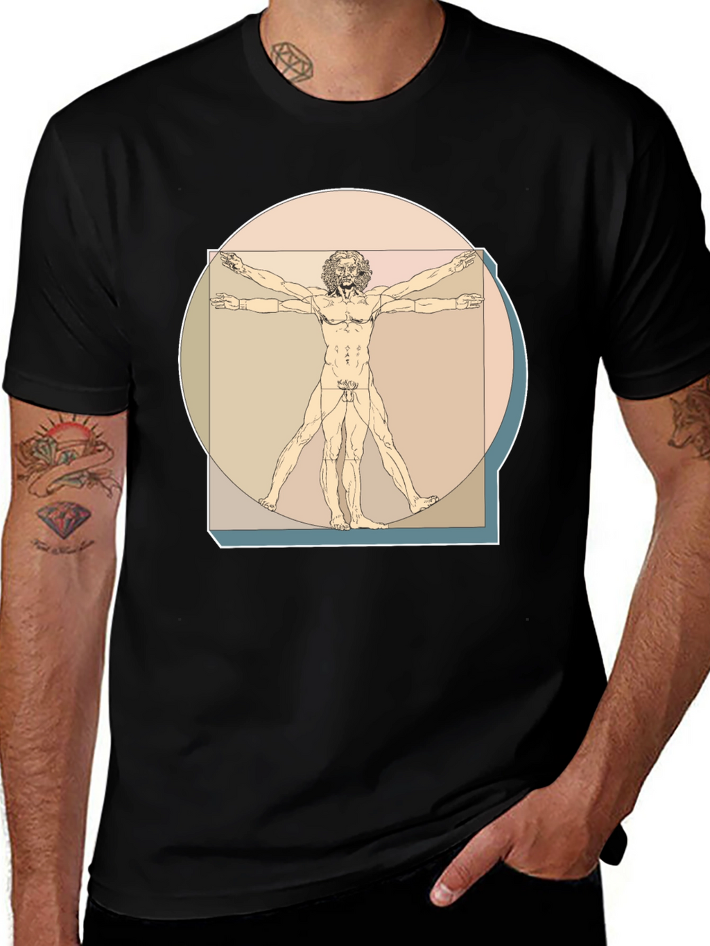 Vitruvian Man Graphic Tee - Classic Art T-Shirt
