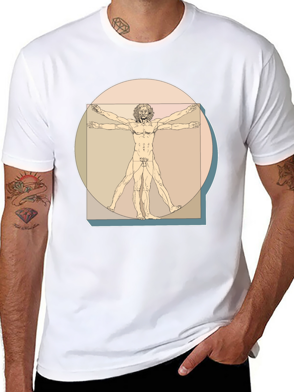 Vitruvian Man Graphic Tee - Classic Art T-Shirt