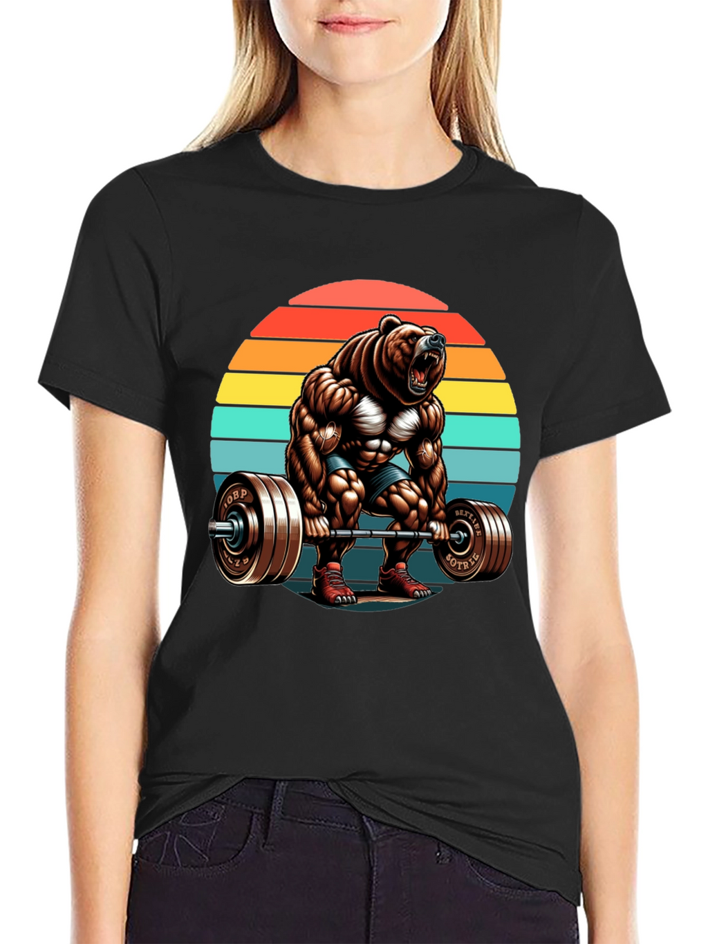 Bear Gym Lifting T-Shirt Retro Style