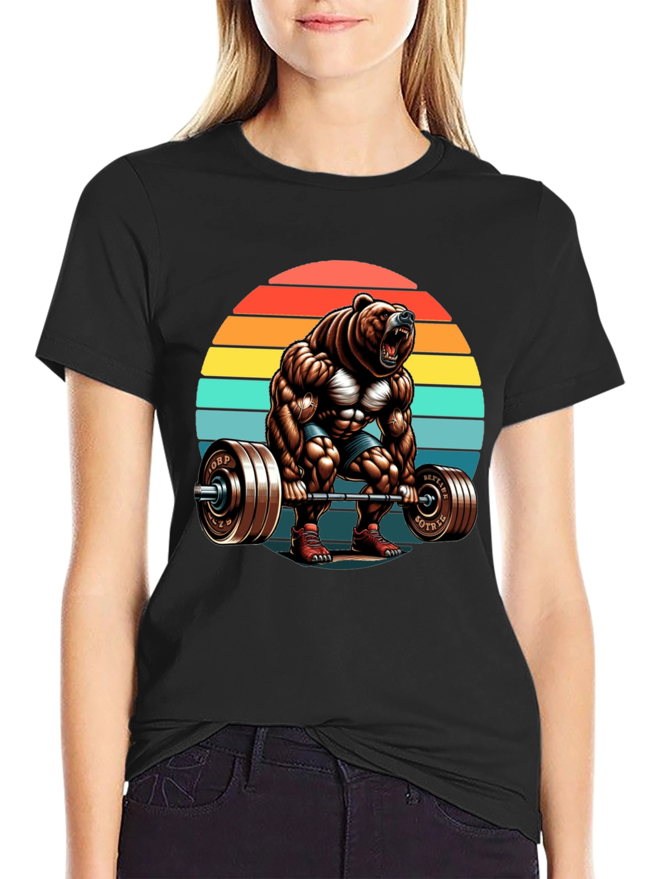 Bear Gym Lifting T-Shirt Retro Style