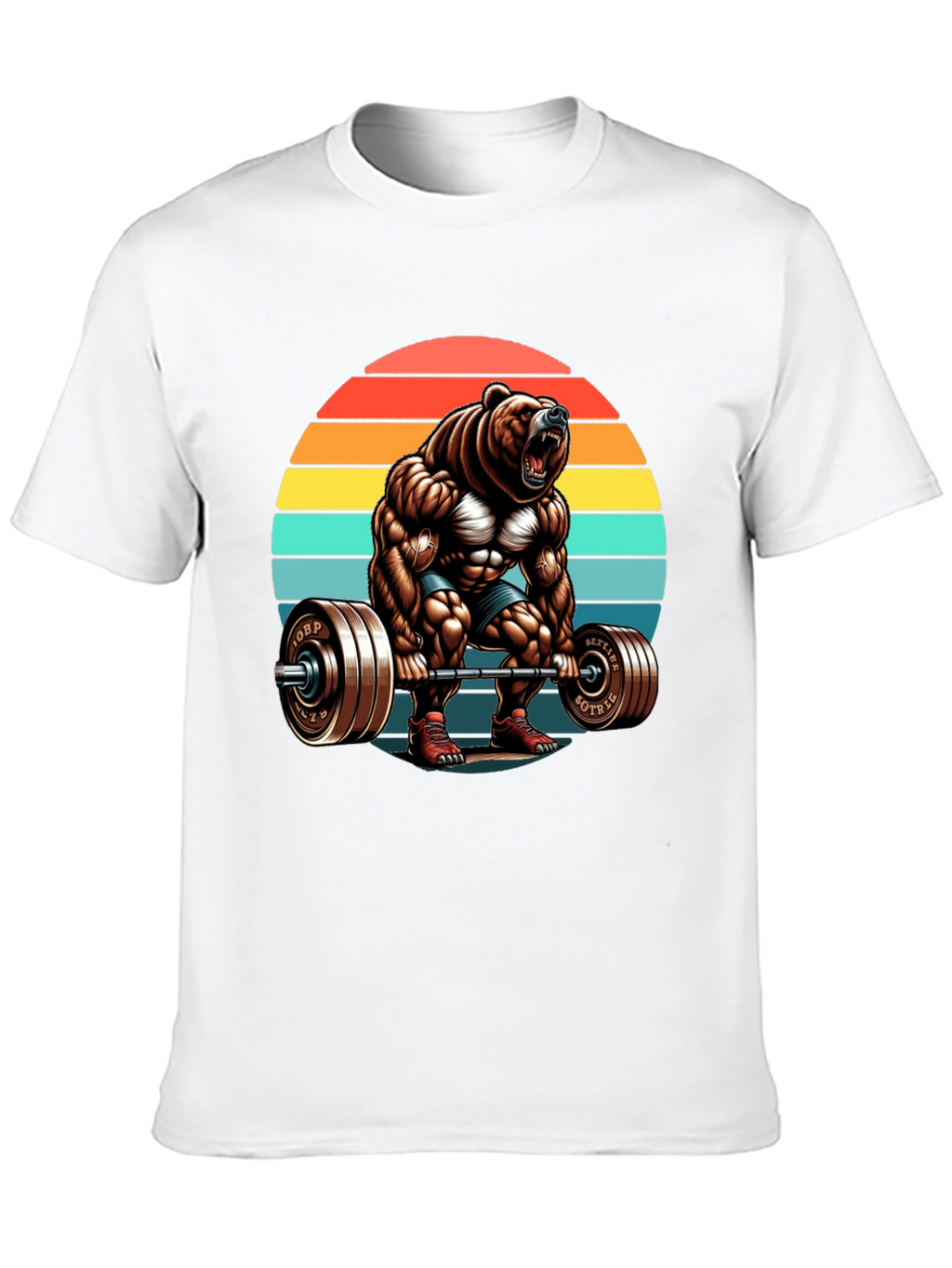 Bear Gym Lifting T-Shirt Retro Style