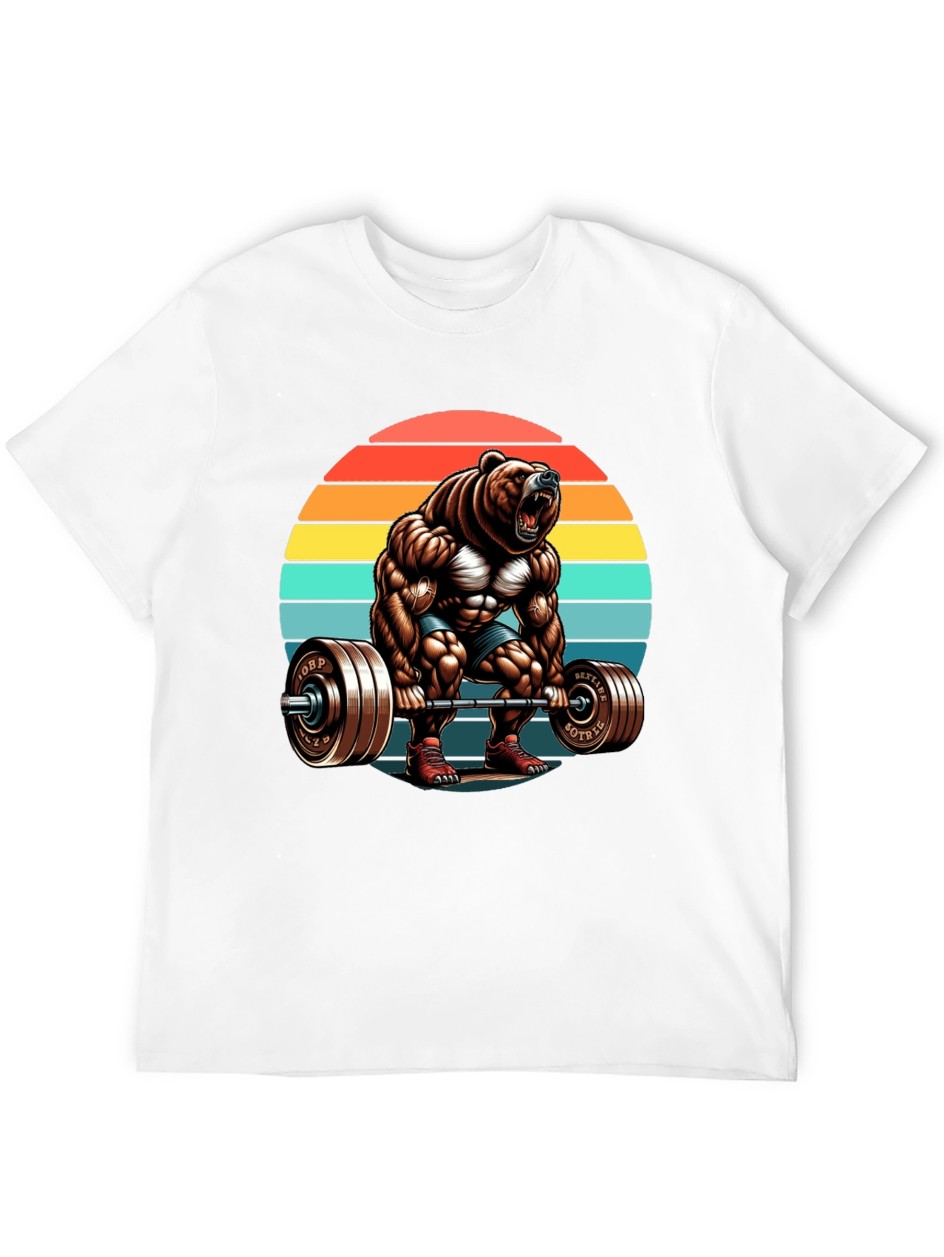 Bear Gym Lifting T-Shirt Retro Style