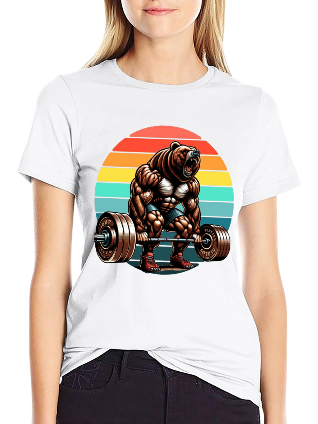 Bear Gym Lifting T-Shirt Retro Style