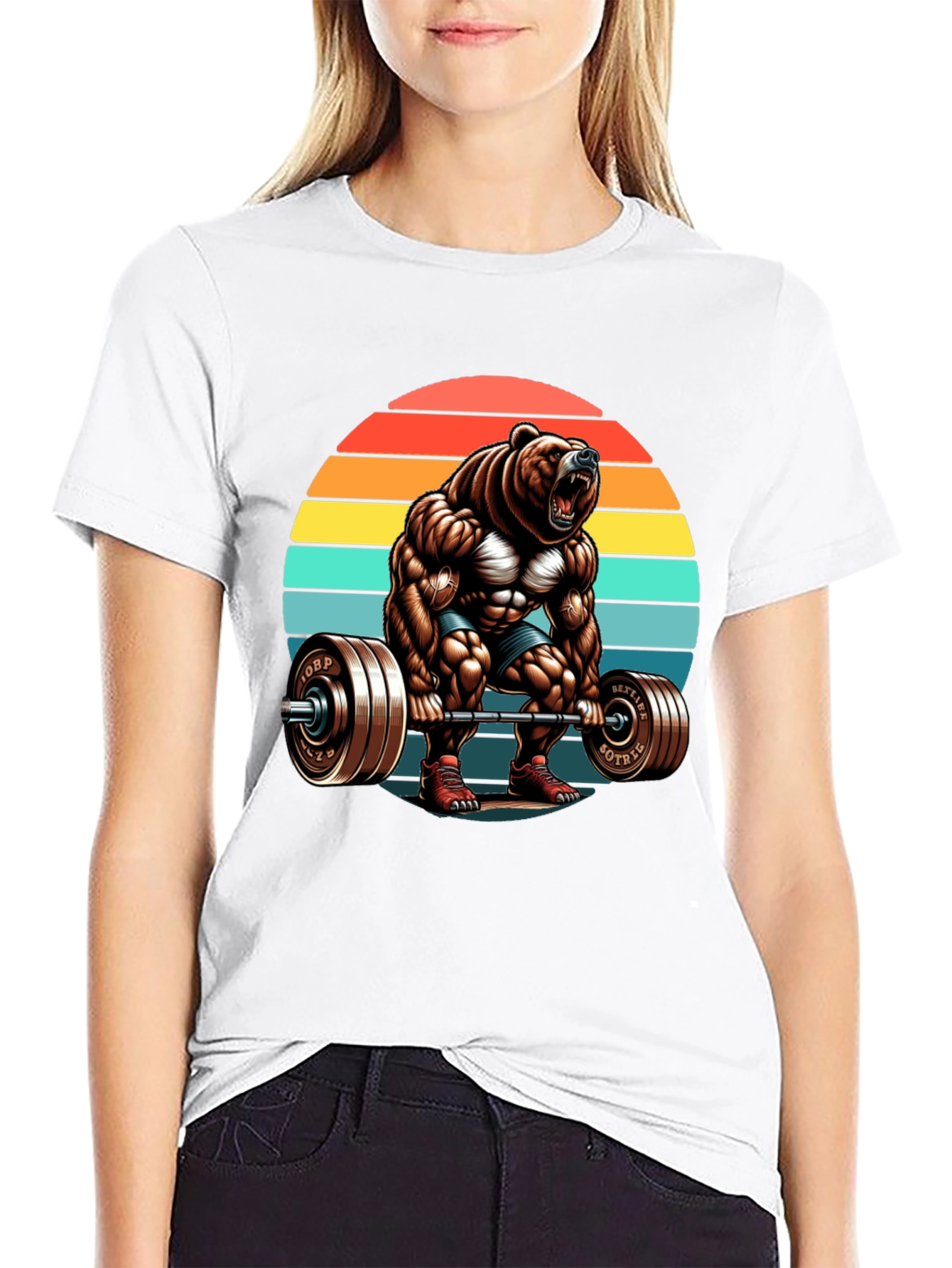Bear Gym Lifting T-Shirt Retro Style