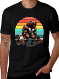 Bear Gym Lifting T-Shirt Retro Style