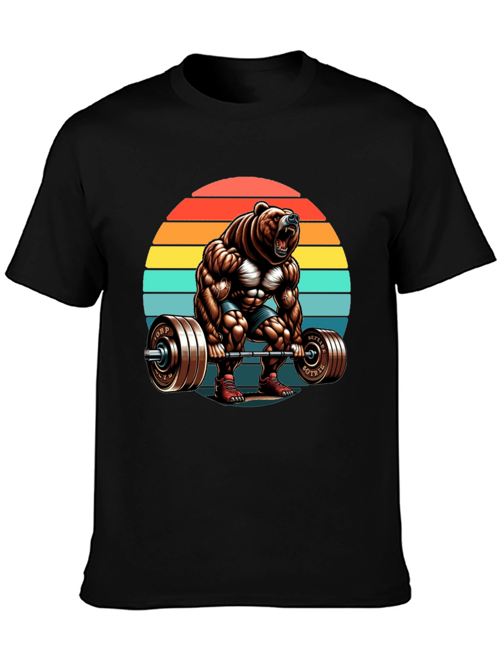 Bear Gym Lifting T-Shirt Retro Style