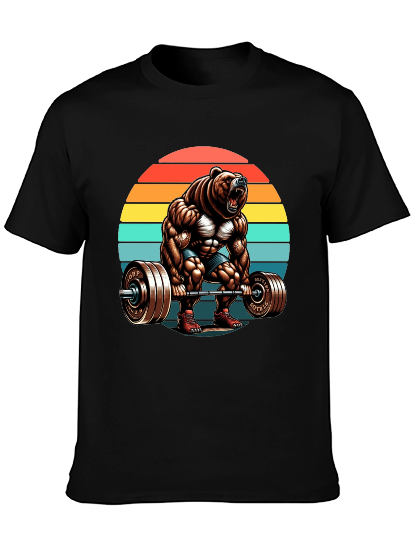 Bear Gym Lifting T-Shirt Retro Style