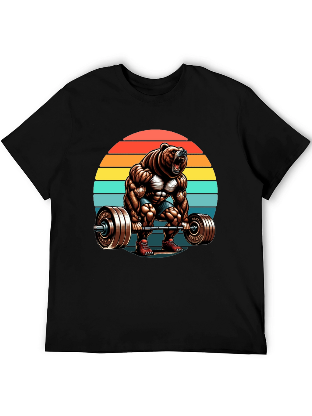 Bear Gym Lifting T-Shirt Retro Style