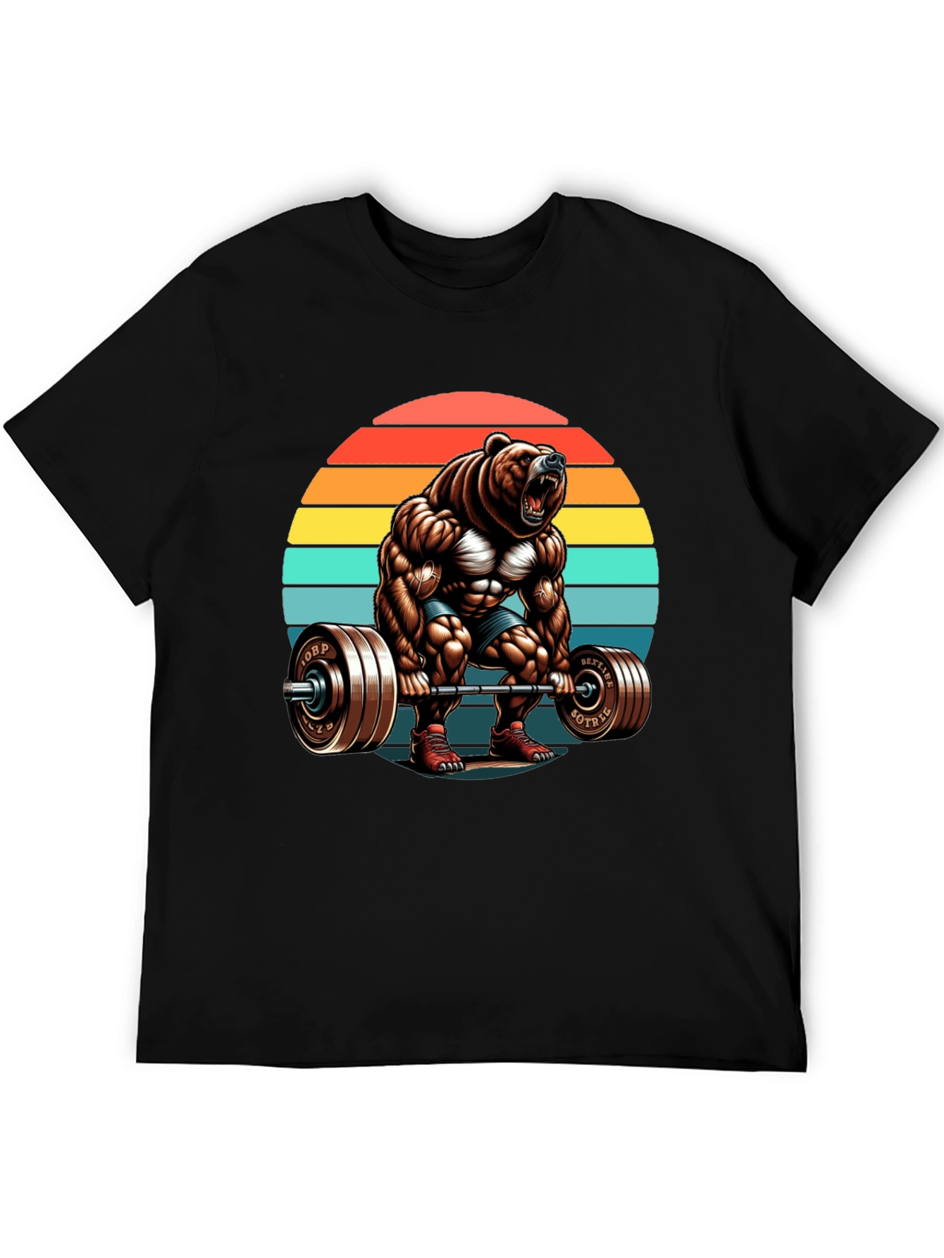 Bear Gym Lifting T-Shirt Retro Style