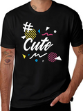 Cute Graphic Print Black T-Shirt