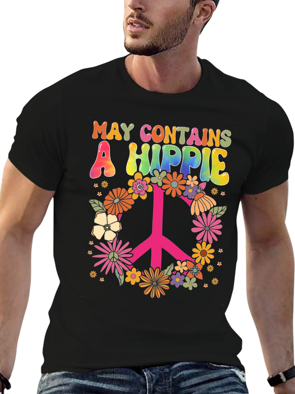 May Contains a Hippie T-Shirt Peace Sign