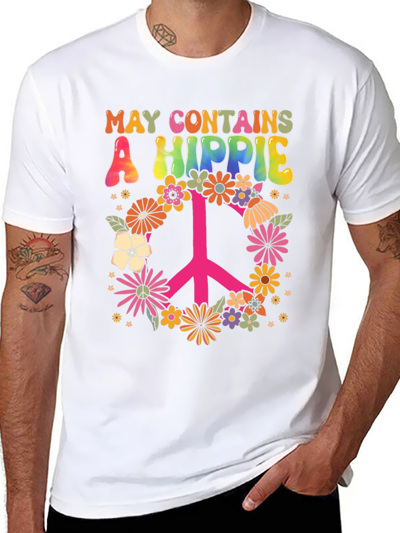 May Contains a Hippie T-Shirt Peace Sign