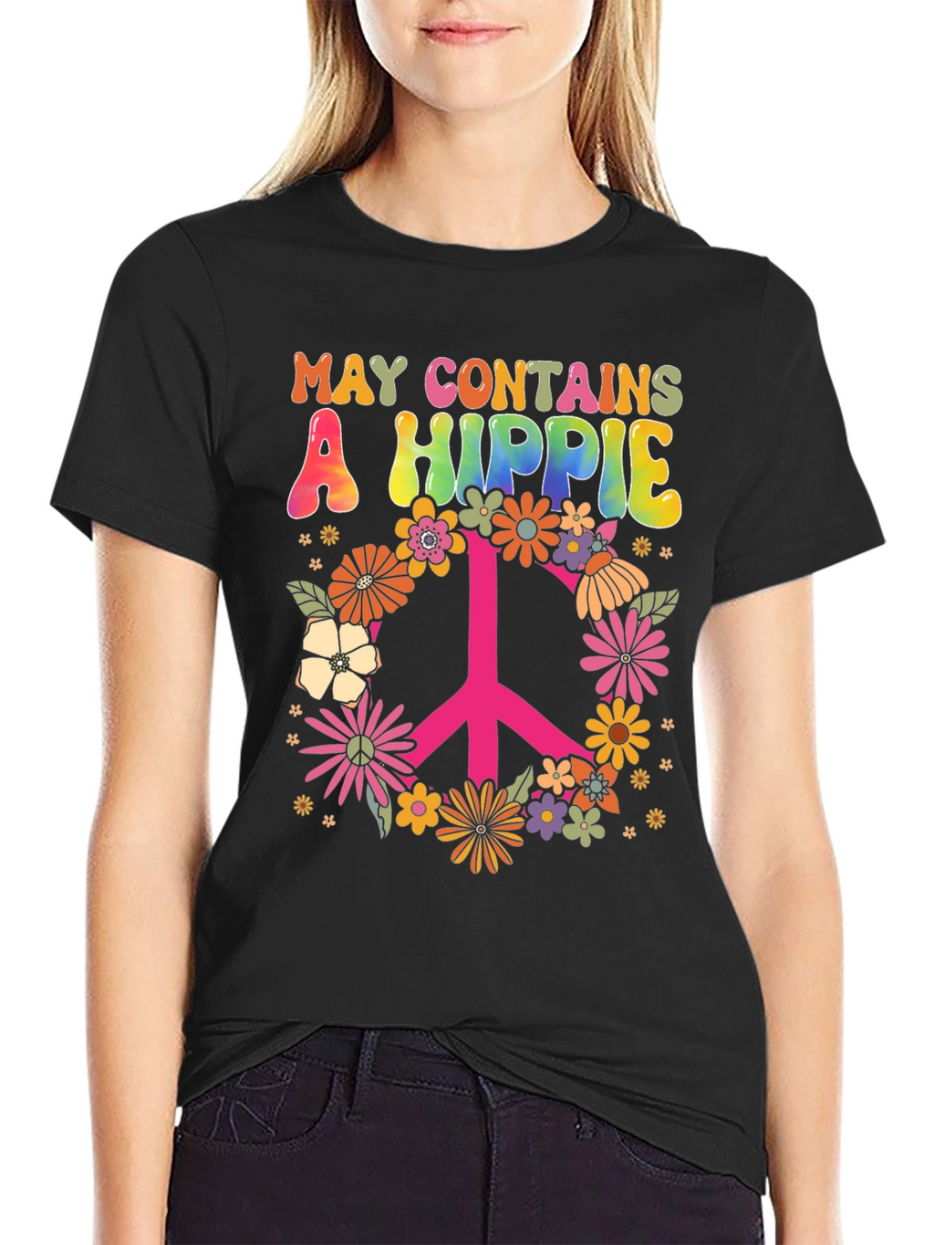 May Contains a Hippie T-Shirt Peace Sign