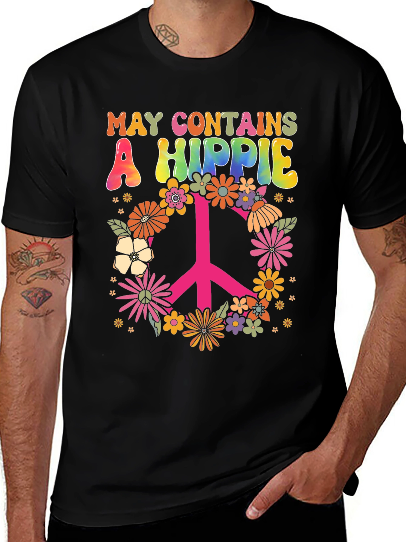 May Contains a Hippie T-Shirt Peace Sign