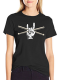 Rock On Drummer T-Shirt - Black Graphic Tee