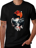 Lion Landscape Graphic Print Black T-Shirt