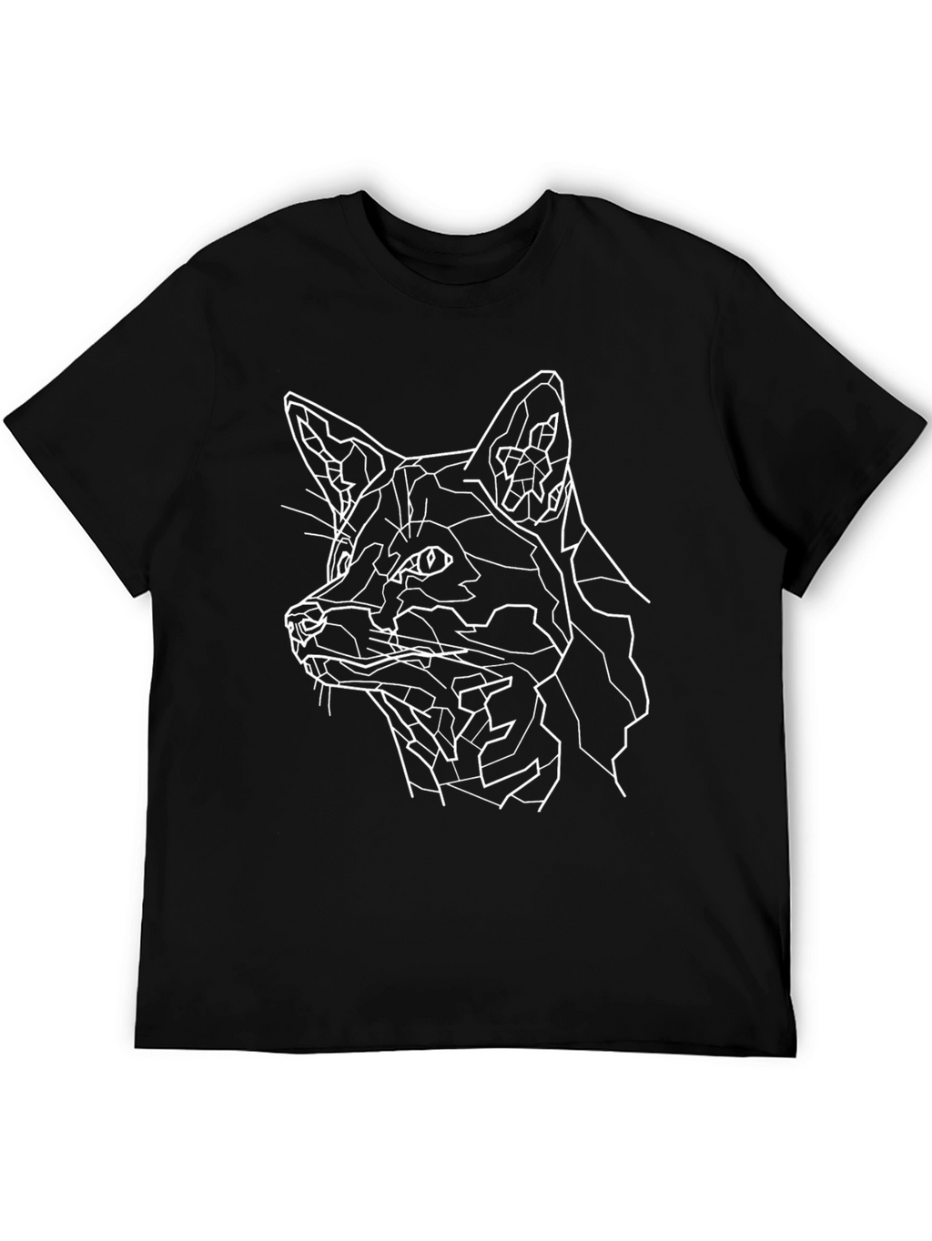 Geometric Fox Graphic Print Black T-Shirt
