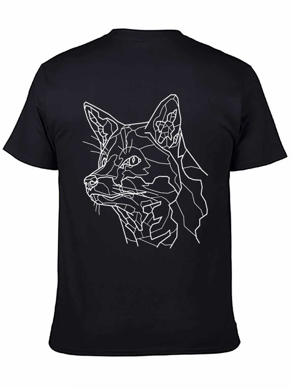 Geometric Fox Graphic Print Black T-Shirt