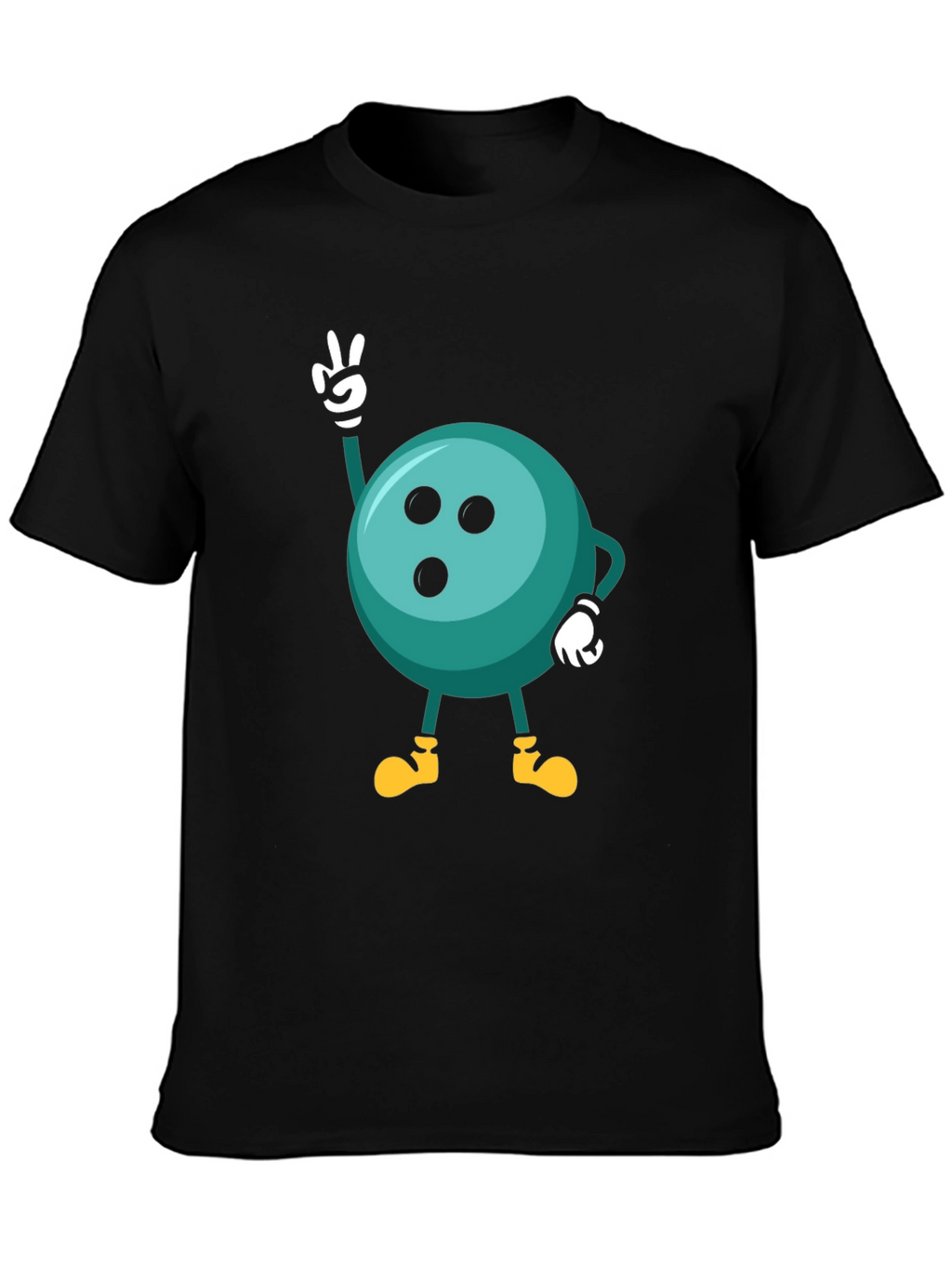 Bowling Ball Cartoon Graphic Black T-Shirt